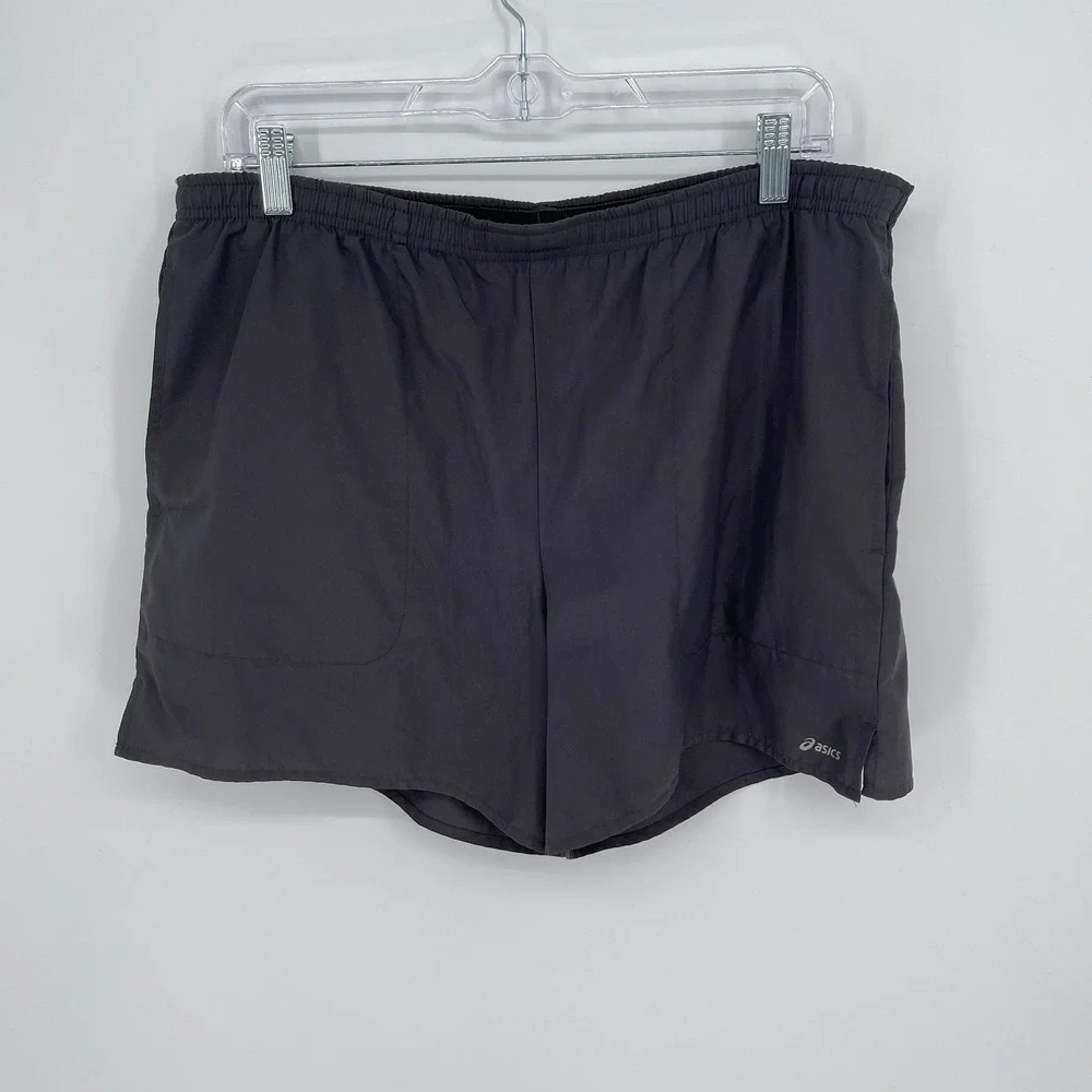 Asics Men's Gray Elastic Waist Performance Workout‎ Gym Running Shorts Size M